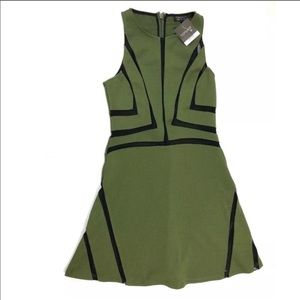 Topshop Army Green Mesh Panel Dress Size 4